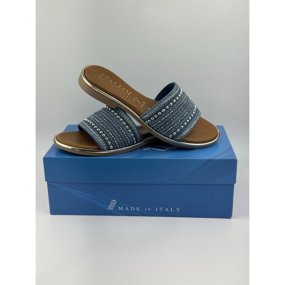 Italian Shoemakers Women's Mitzy Sandals Denim Metallic Size 6